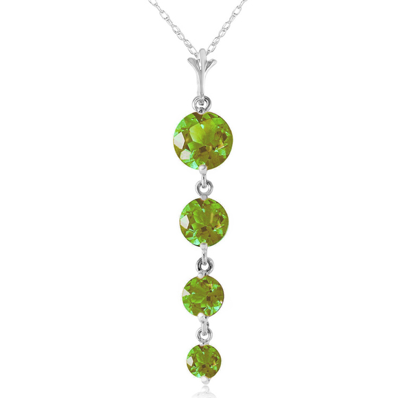 14K. SOLID GOLD NECKLACE WITH NATURAL PERIDOTS (White Gold)